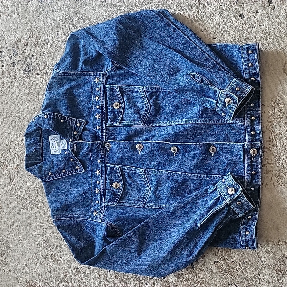 Medium Carolina Blues Star Studded Jean Jacket